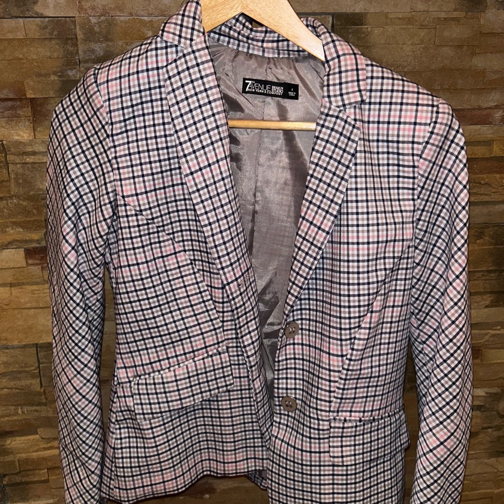 Pink and Blue checkered blazer (7th avenue size 2)